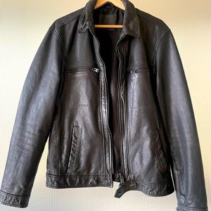 ALL SAINTS LARK  Motorcycle Trucker Jacket, black leather